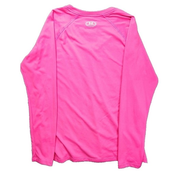 Under Armour Womens HeatGear Long Sleeve V-Neck Shirt Pink Semi-Fitted XL - Picture 3 of 5